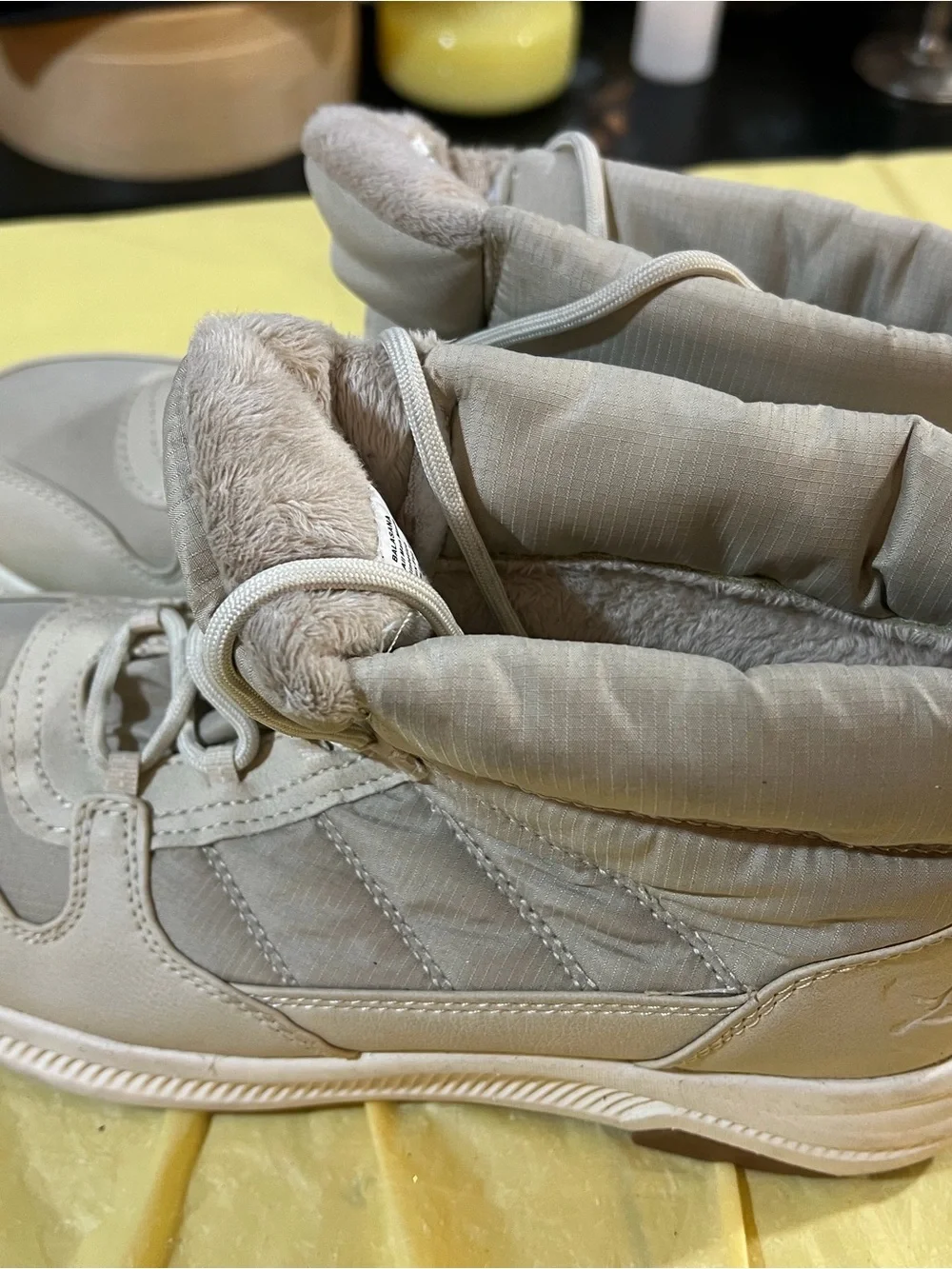 Women's Beige Faux-Fur Lined Winter Sneakers